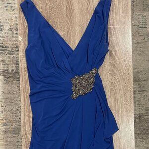 Blue short dress with silver decoration